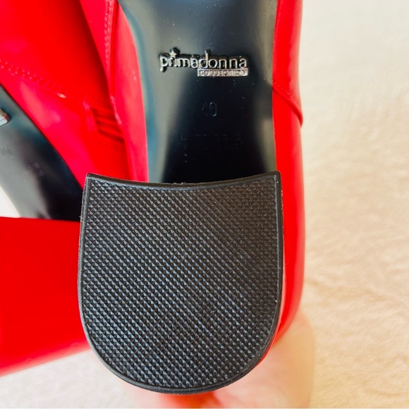 PRIMA DONNA RED LEATHER CHUNKY HEEL ANKLE BOOTS ZIPPER SIZE 9 NWT - Picture 10 of 11